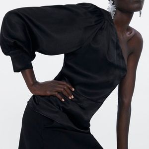 Asymmetric Satin Blouse